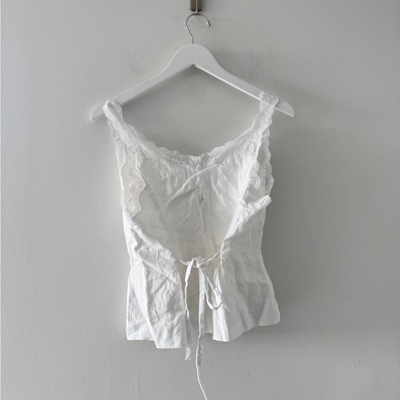 REFORMATION Josefina Linen Top in White 4 - Picture 4 of 5
